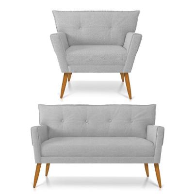 Kit Namoradeira E Poltrona Anitta Linho D'rossi Cinza