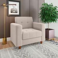 Poltrona Arezzo Linho Grosso Bege A19 Castanho - 2