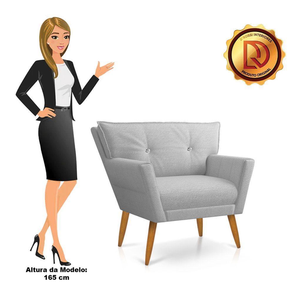 Kit 02 Poltronas Anitta Linho Cinza A05 D'rossi - 3
