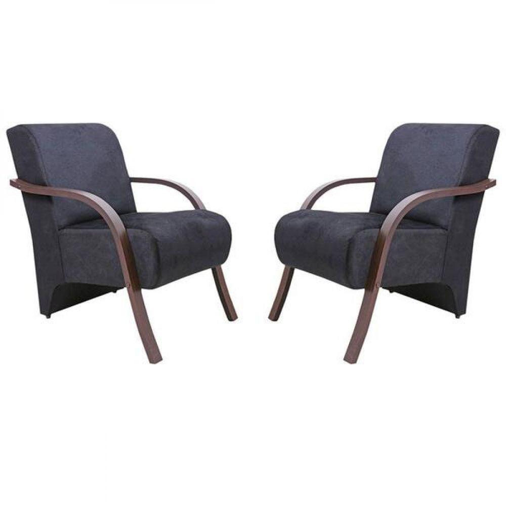 Kit 2 Poltronas Vênus 1 Lugar Suede Grafite - 1