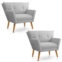 Kit 02 Poltronas Anitta Linho Cinza A05 D'rossi - 1