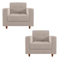 Kit 02 Poltronas Arezzo Linho Areia A27 Chanfrado - 1