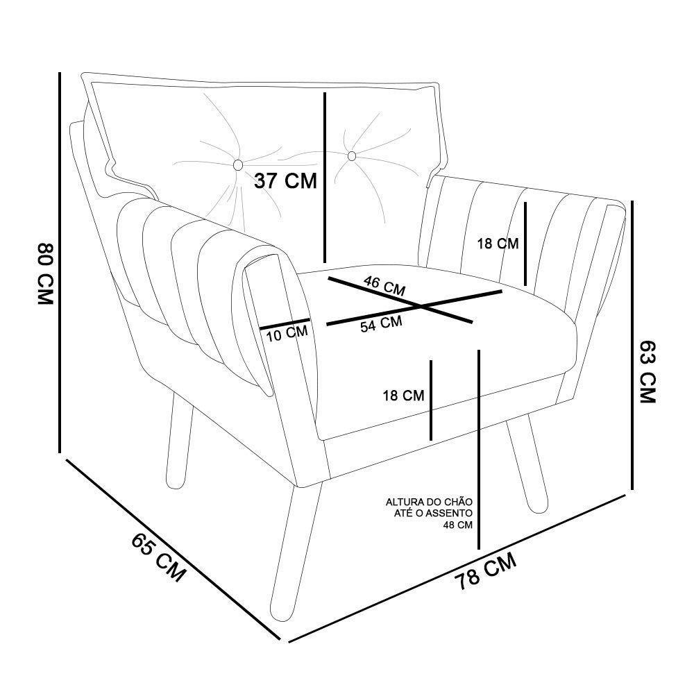 Kit 01 Namoradeira e 02 Poltronas Anitta Suede Pés Palito - 8