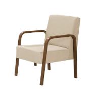 Poltrona 1 Lugar Braço Madeira D Salla Suede Bege - 1