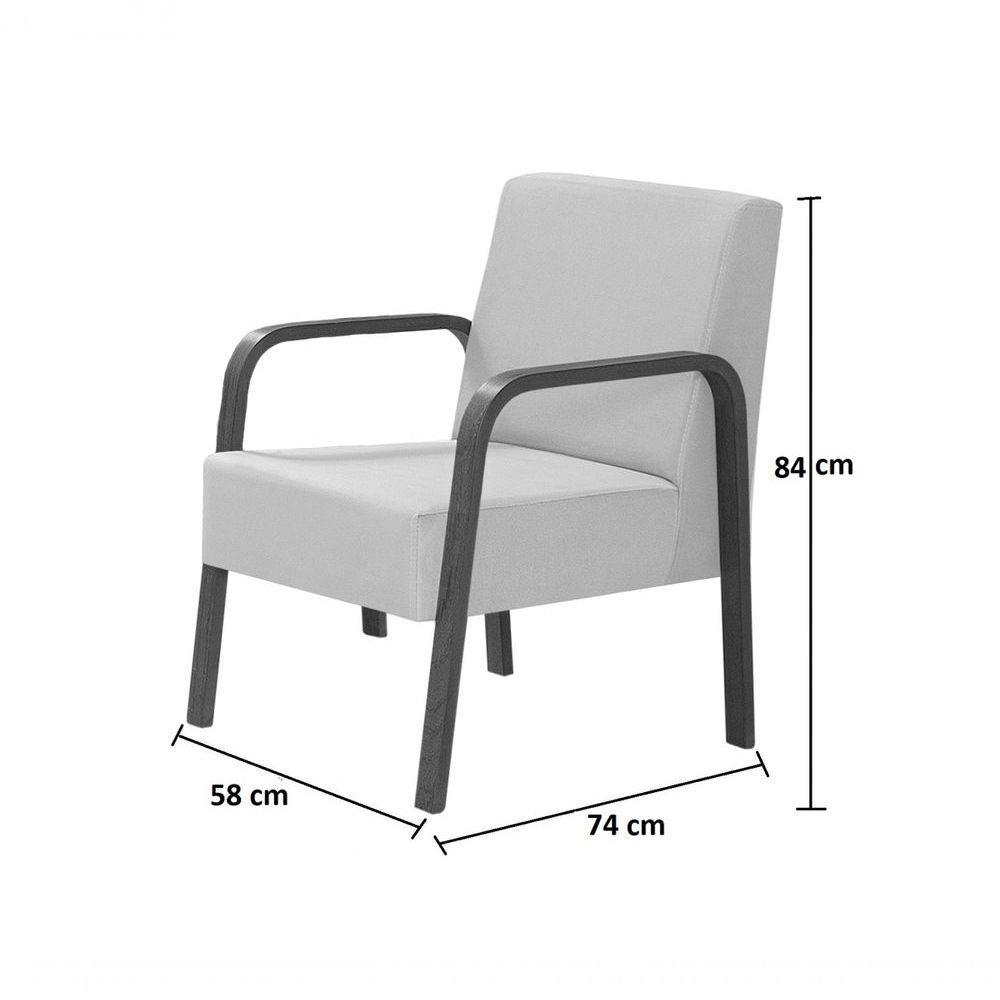 Poltrona 1 Lugar Braço Madeira D Salla Suede Azul Bic - 2