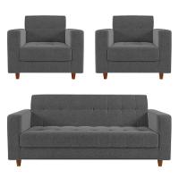Kit Sofá 03 Lugares 02 Poltronas Grafite A26 - 1