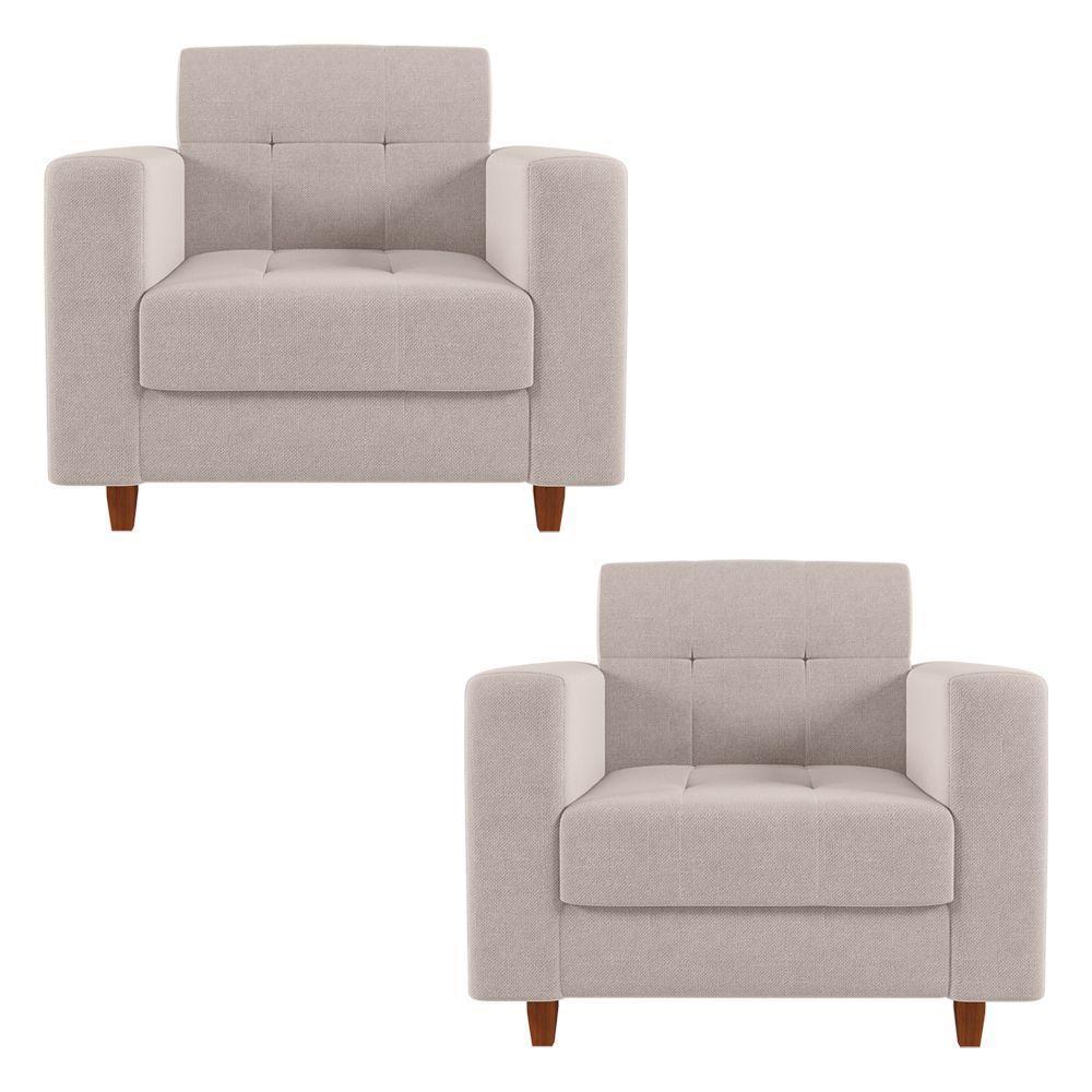 Kit 02 Poltronas Arezzo Linho Grosso Bege A19 - 1