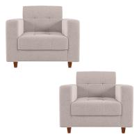Kit 02 Poltronas Arezzo Linho Grosso Bege A19 - 1