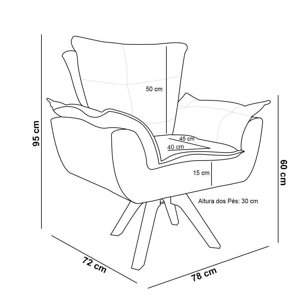 Poltrona Giratória Opala Suede Preto - 9