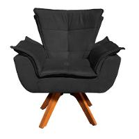 Poltrona Giratória Opala Suede Preto - 2