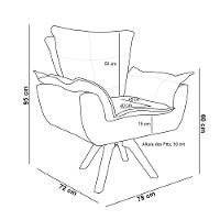 Poltrona Giratória Opala Suede Preto - 9