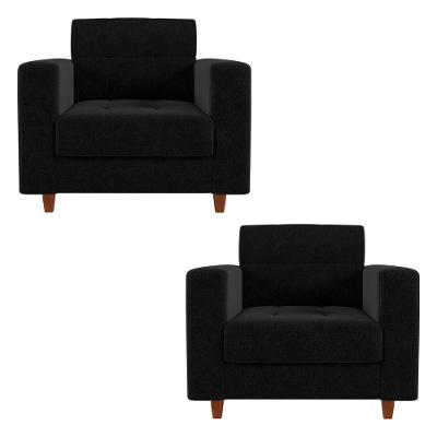 Kit 02 Poltronas Arezzo Linho Preto A79 Chanfrado