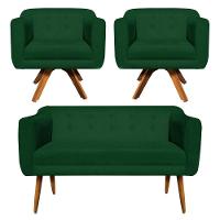 Kit Namoradeira 2 Lugares E 2 Poltronas Julia Verde - 1