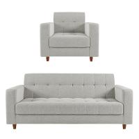 Kit Sofá 03 Lugares 01 Poltrona Arezzo Linho Pés Chanfrado - 1