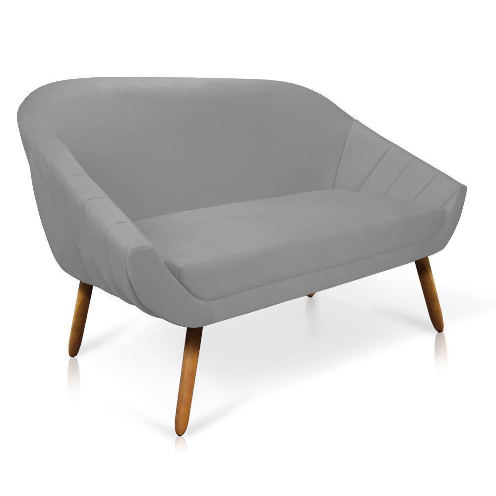 Kit 01 Namoradeira 02 Lugares e 02 Poltronas Giovana Suede Castanho Cinza - 5