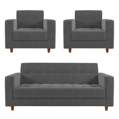 Kit Sofá 3 Lugares 2 Poltronas Arezzo Pés Chanfrado Castanho