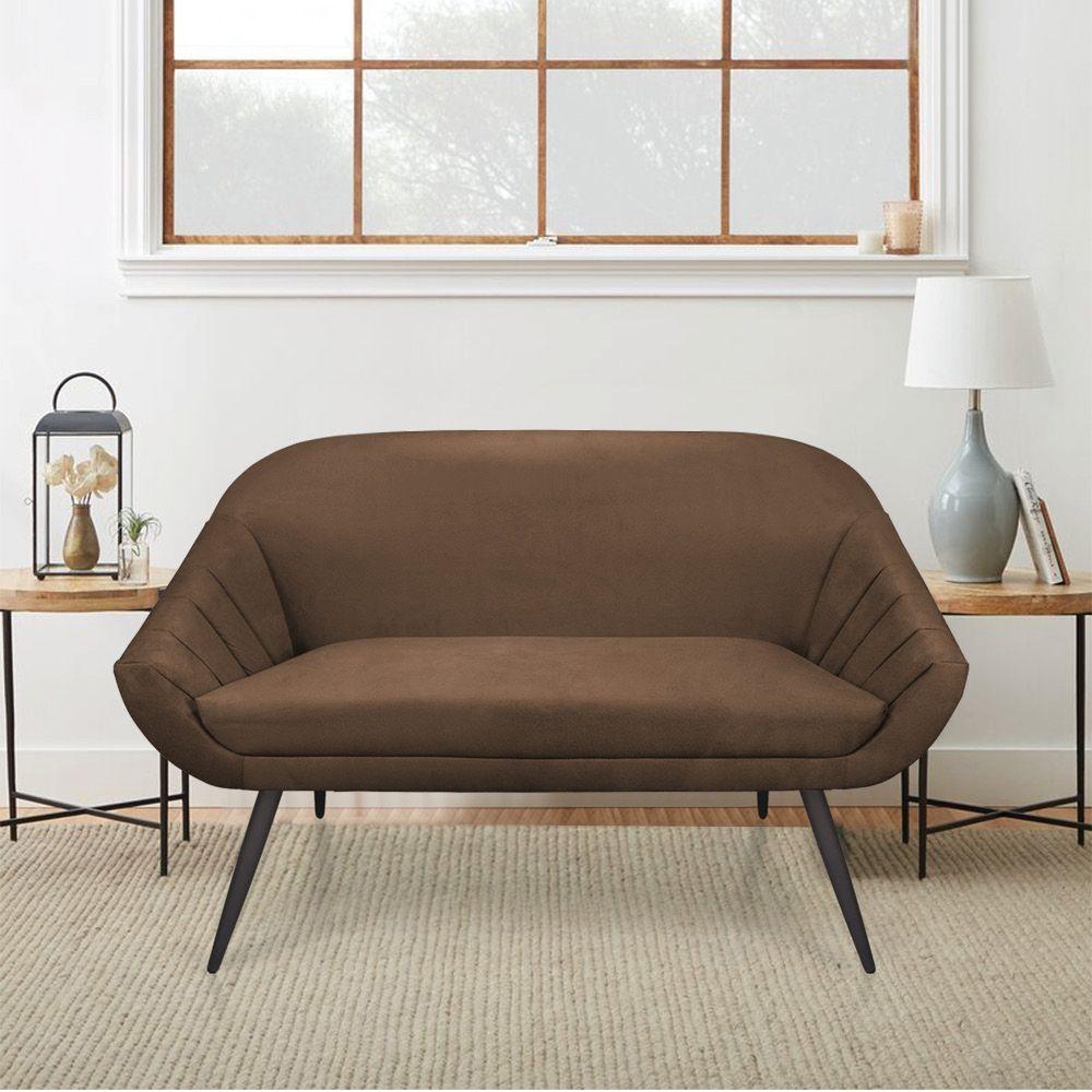 Kit 01 Namoradeira 02 Lugares e 02 Poltronas Giovana Suede de Ferro Marrom - 6