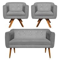 Kit Namoradeira 2 Lugares E 2 Poltronas Julia Grafite - 1