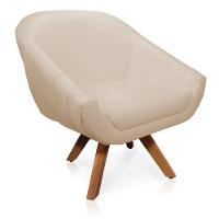 Kit 02 Poltronas Giratória Giovana Corino Base Madeira Mm30 - 3