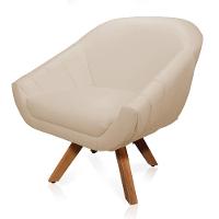 Kit 02 Poltronas Giratória Giovana Corino Base Madeira Mm30 - 5