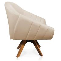 Kit 02 Poltronas Giratória Giovana Corino Base Madeira Mm30 - 6