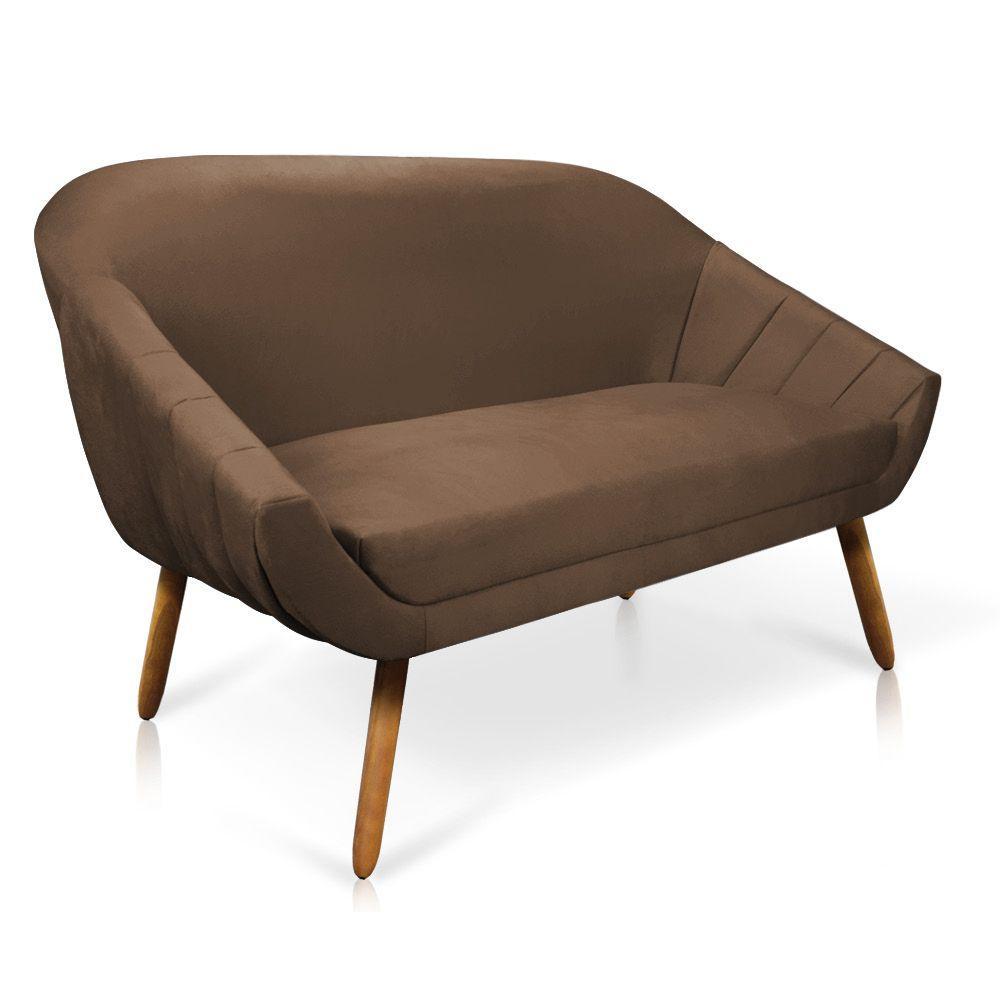 Kit 01 Namoradeira 02 Lugares e 02 Poltronas Giovana Suede Castanho Marrom - 4