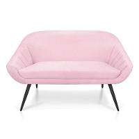 Kit 01 Namoradeira 02 Lugares e 01 Poltrona Giovana Suede de Ferro Rosa Bebê - 6