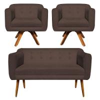 Kit Namoradeira 2 Lugares E 2 Poltronas Julia Marrom - 1