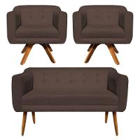 Kit Namoradeira 2 Lugares E 2 Poltronas Julia Marrom - 9