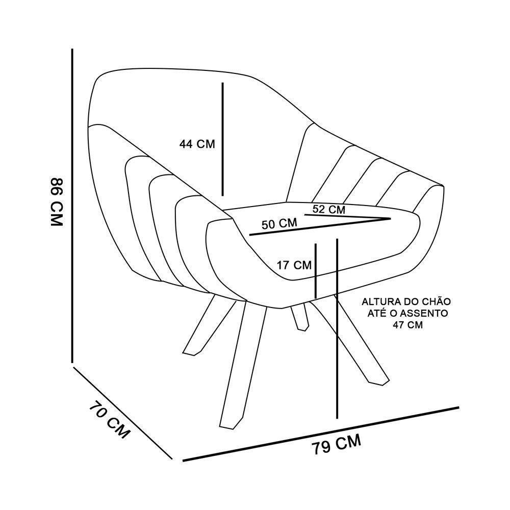 Kit 02 Poltronas Giratória Giovana Linho A26 Base Madeira - 3
