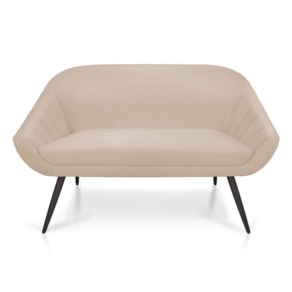 Kit 01 Namoradeira 02 Lugares e 02 Poltronas Giovana Suede de Ferro Bege - 7