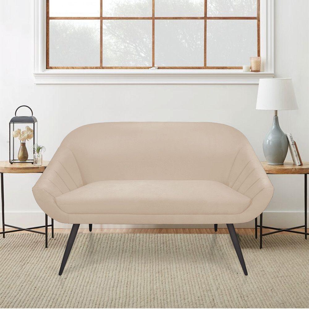 Kit 01 Namoradeira 02 Lugares e 02 Poltronas Giovana Suede de Ferro Bege - 8