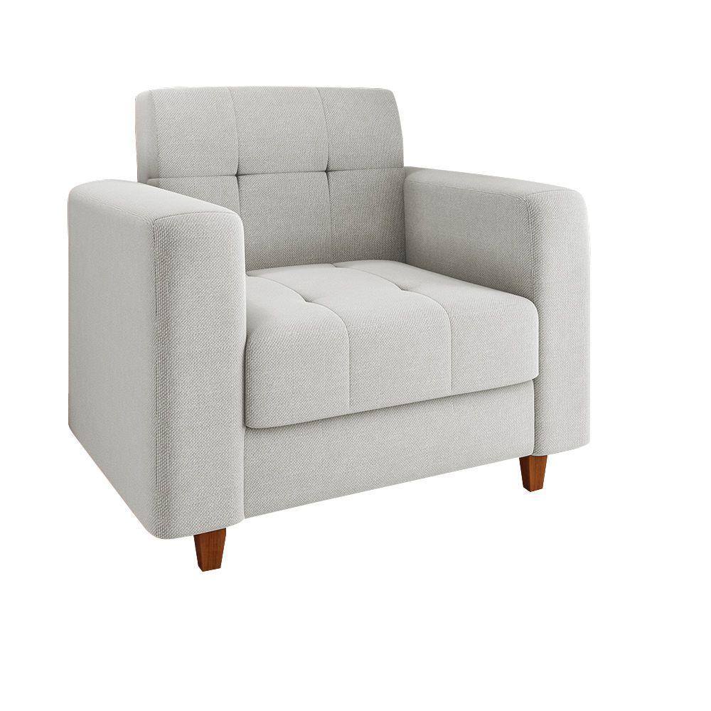 Kit 02 Poltronas Arezzo Linho Cinza Claro A05 Pés Chanfrado - 3