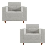 Kit 02 Poltronas Arezzo Linho Cinza Claro A05 Pés Chanfrado - 1
