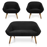 Kit 01 Namoradeira 02 Lugares e 02 Poltronas Giovana Suede Castanho - 8