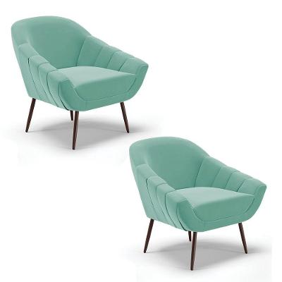 Kit 02 Poltronas Giovana Suede Azul Turquesa de Ferro