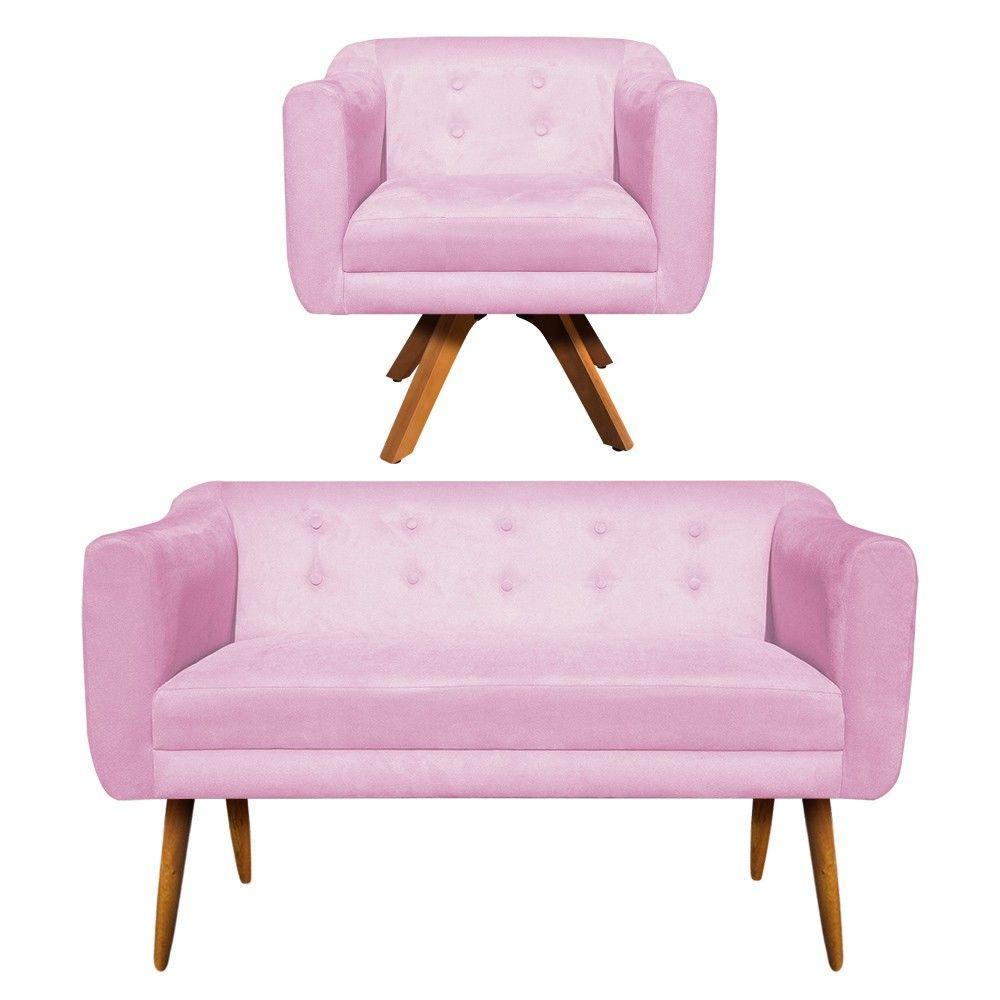 Kit Namoradeira E 01 Poltrona Giratória Julia Rosa Bebê - 8