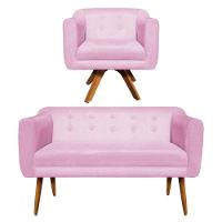 Kit Namoradeira E 01 Poltrona Giratória Julia Rosa Bebê - 1