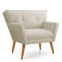 Poltrona Giratória Anitta Linho Grosso Bege A19 Base Madeira - 5