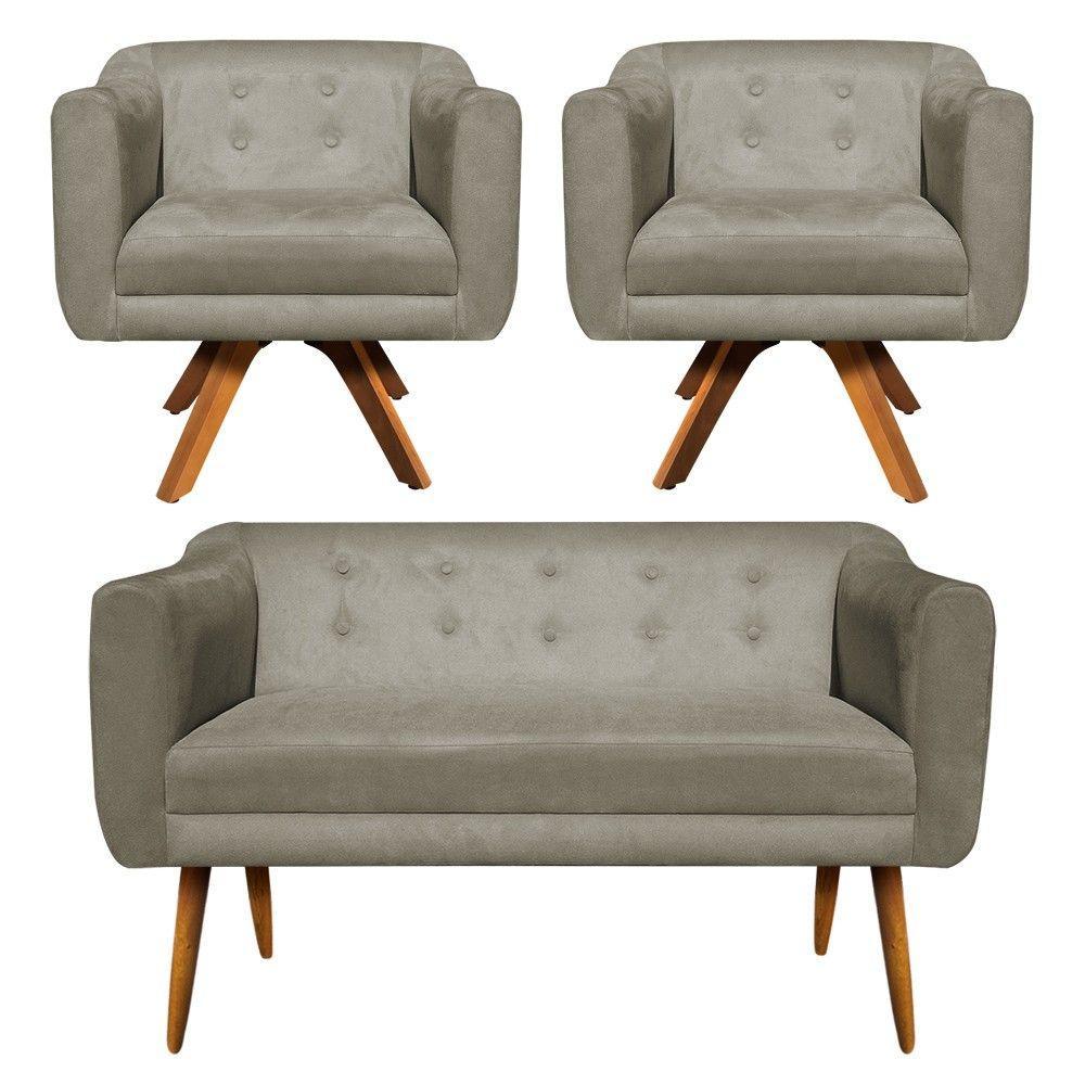 Kit Namoradeira 2 Lugares E 2 Poltronas Julia Marrom Rato - 8