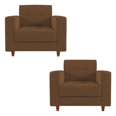 Kit 02 Poltronas Arezzo Pés Chanfrado Castanho