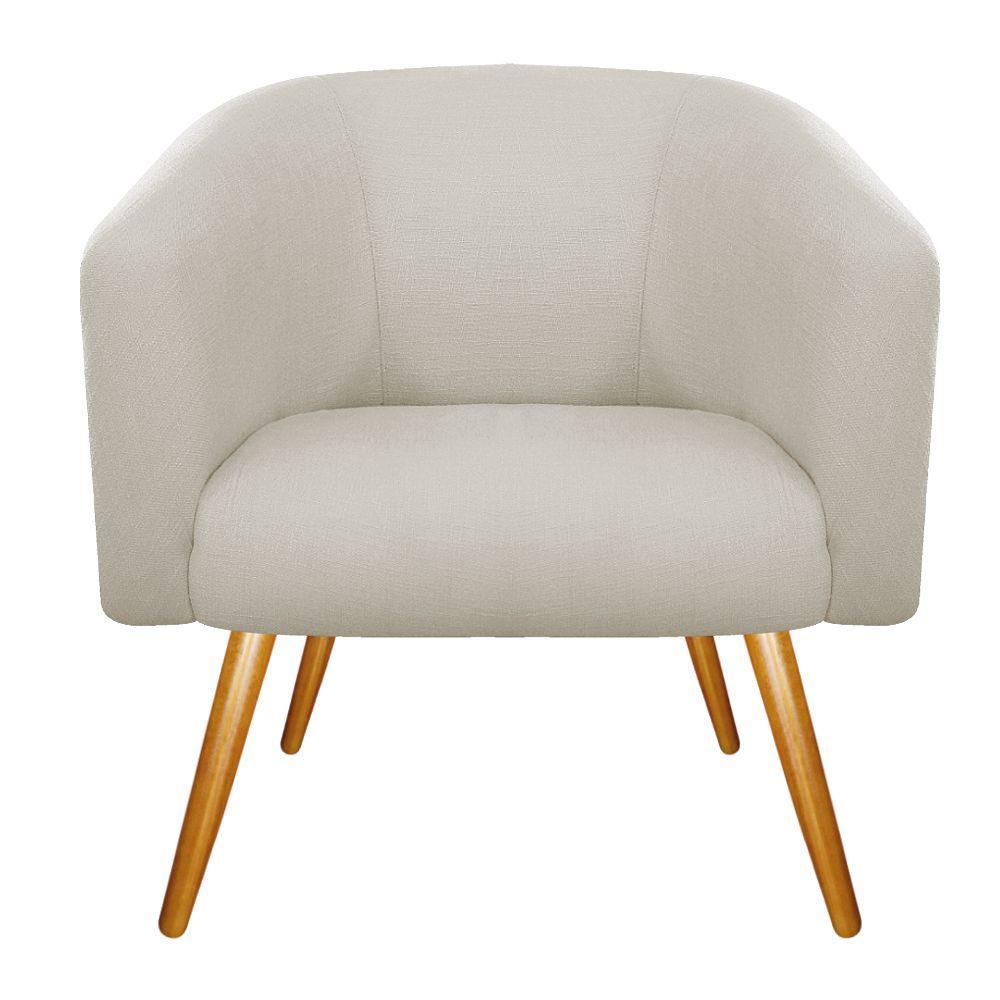 Poltrona Luiza Couro Ecológico Nozes E Linho Bege - 1