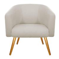 Poltrona Luiza Couro Ecológico Nozes E Linho Bege - 1