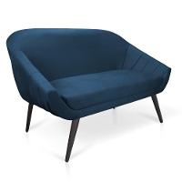 Kit 01 Namoradeira 02 Lugares e 01 Poltrona Giovana Suede de Ferro Azul Marinho