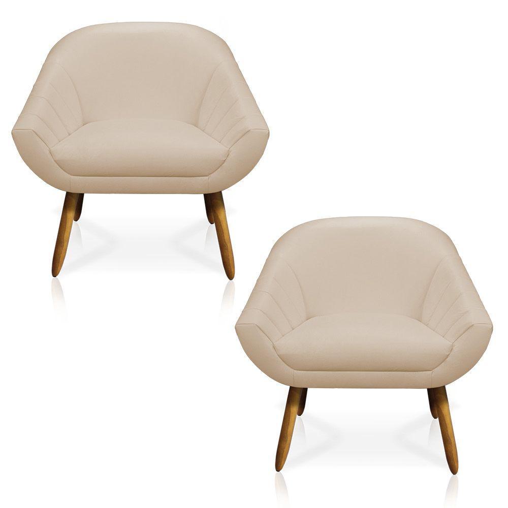 Kit 02 Poltronas Giovana Corino Castanho Bege - 2