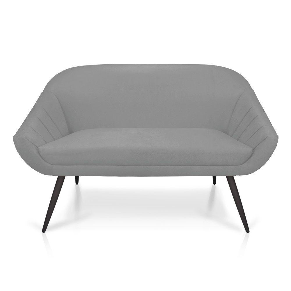 Kit 01 Namoradeira 02 Lugares e 02 Poltronas Giovana Suede de Ferro Cinza - 7