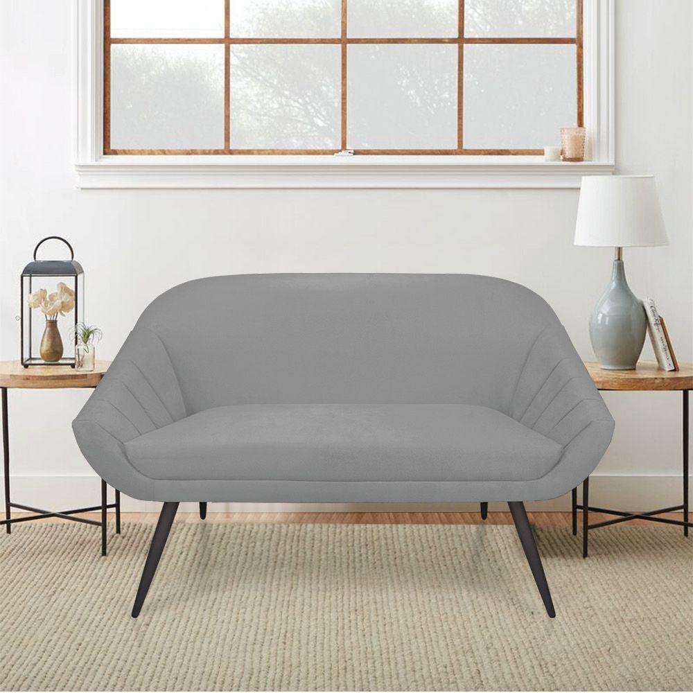 Kit 01 Namoradeira 02 Lugares e 02 Poltronas Giovana Suede de Ferro Cinza - 8