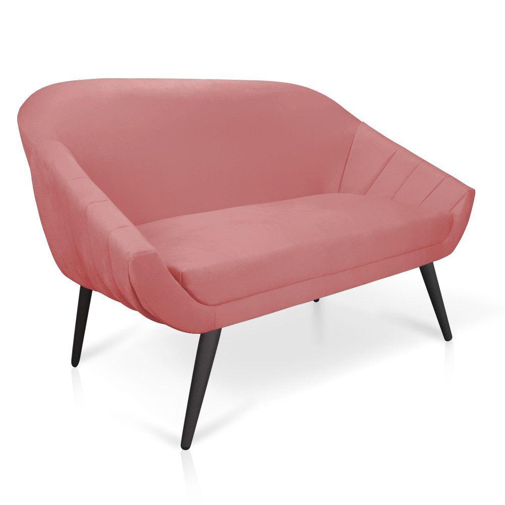 Kit 01 Namoradeira 02 Lugares e 01 Poltrona Giovana Suede de Ferro Rose - 4