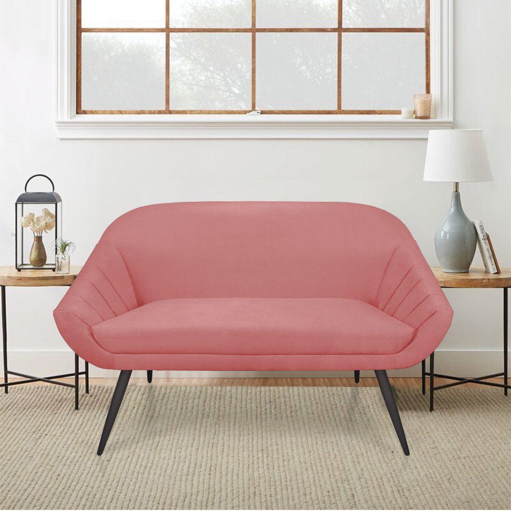 Kit 01 Namoradeira 02 Lugares e 01 Poltrona Giovana Suede de Ferro Rose - 7