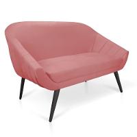 Kit 01 Namoradeira 02 Lugares e 01 Poltrona Giovana Suede de Ferro Rose
